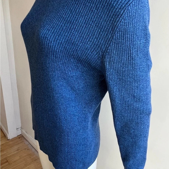 Reference Point turtleneck blue ribbed Knit 100% Cotton - Picture 3 of 8